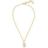 Kette mit Anhänger gelbgold Muschelkernperle weiß