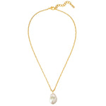 Kette mit Anhänger gelbgold Muschelkernperle weiß