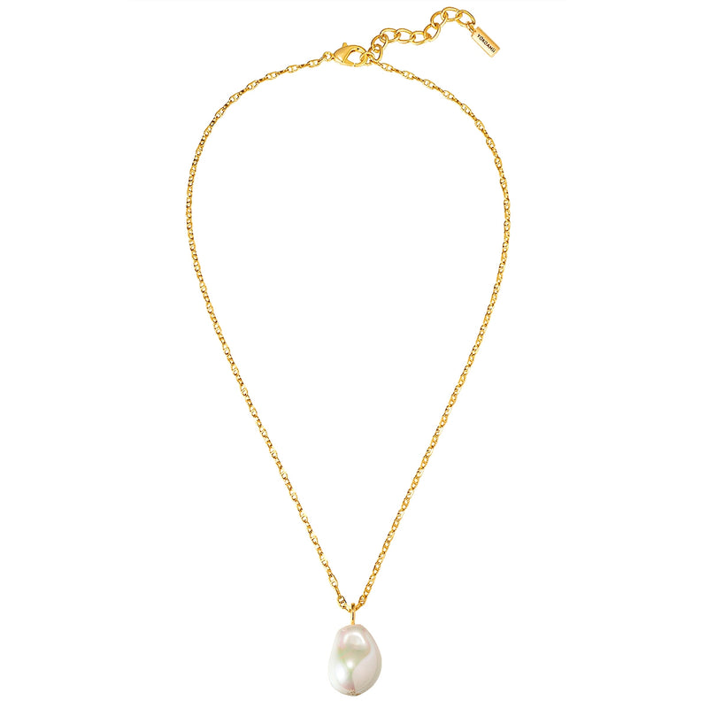 Kette mit Anhänger gelbgold Muschelkernperle weiß