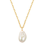 Kette mit Anhänger gelbgold Muschelkernperle weiß