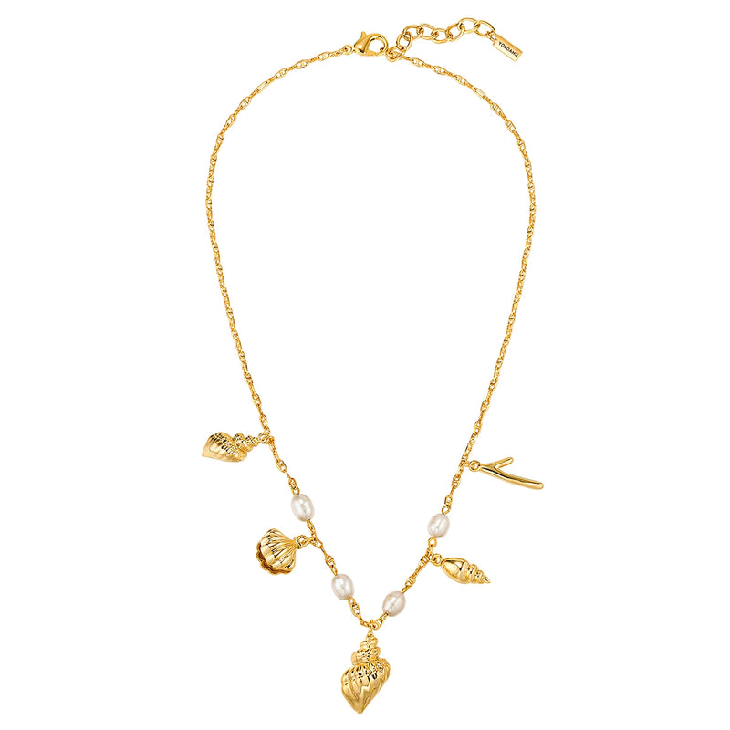 Kette mit Anhänger gelbgold Süßwasser-Zuchtperle weiß