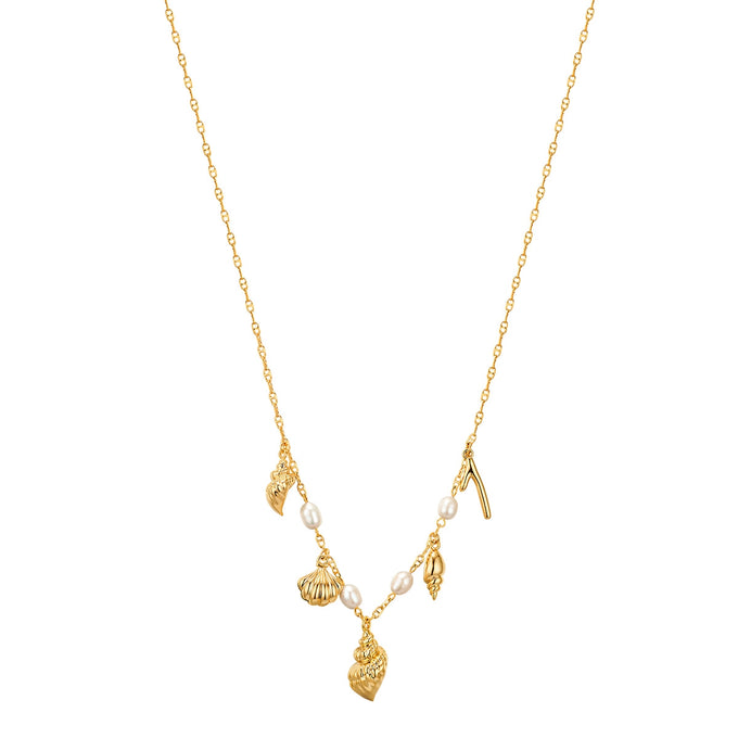 Kette mit Anhänger gelbgold Süßwasser-Zuchtperle weiß