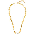 Kette gelbgold Süßwasser-Zuchtperle weiß