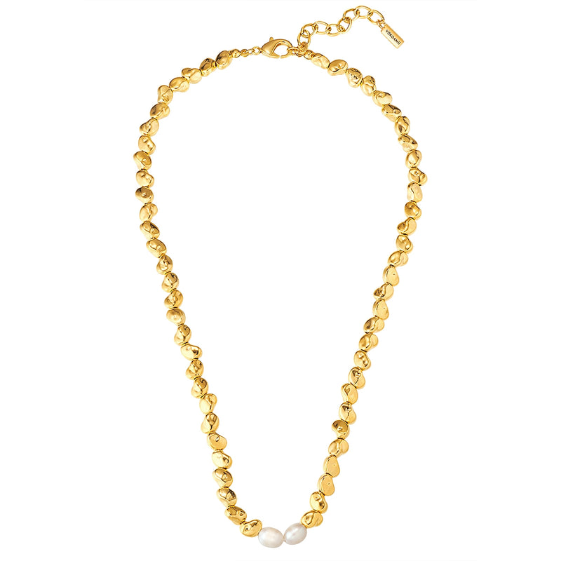 Kette gelbgold Süßwasser-Zuchtperle weiß
