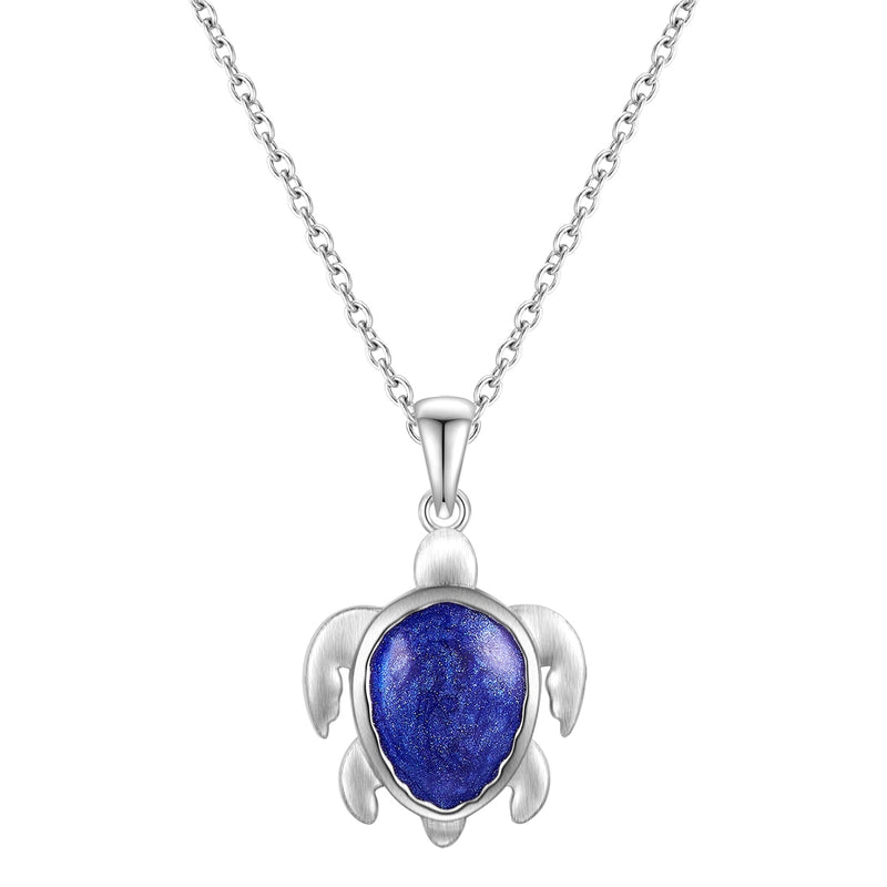 Kette mit Anhänger Sterling Silber Emaille blau