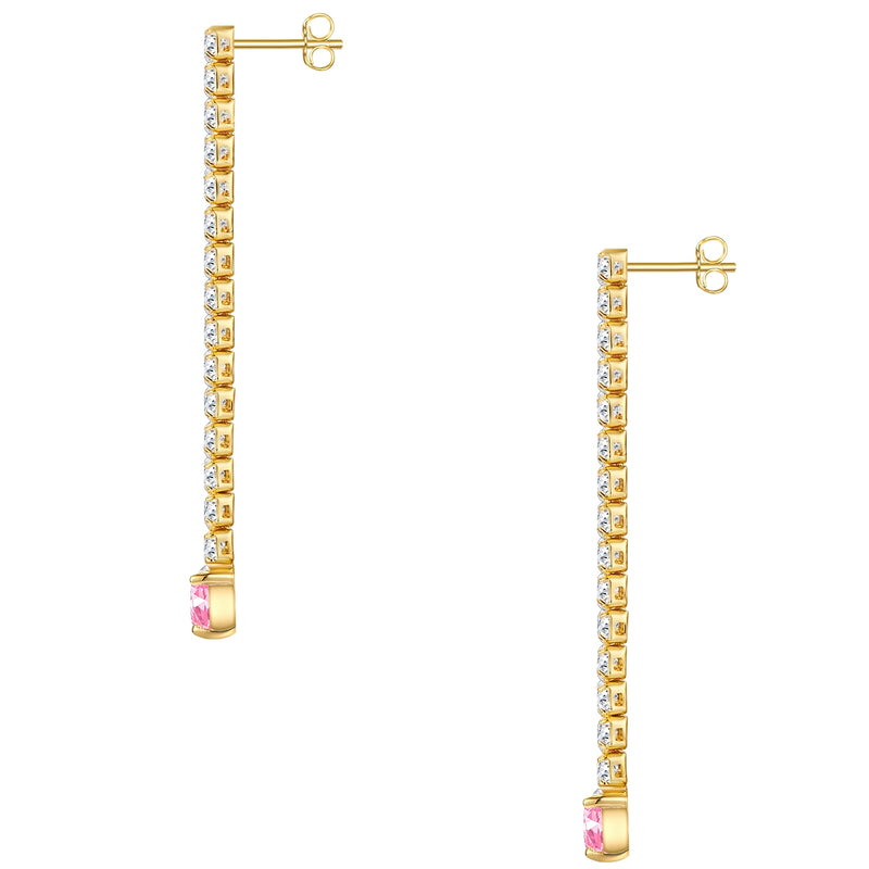 Ohrhänger Sterling Silber gelbgold Zirkonia weiß rosa