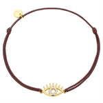 Armband Sterling Silber gelbgold Textil (braun) Zirkonia weiß