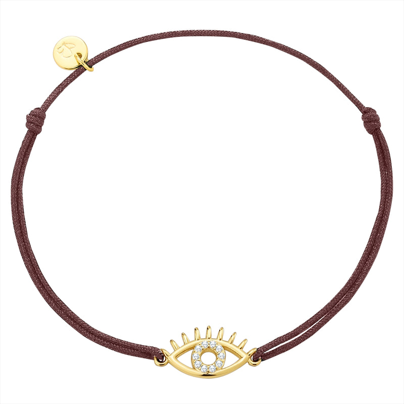 Armband Sterling Silber gelbgold Textil (braun) Zirkonia weiß