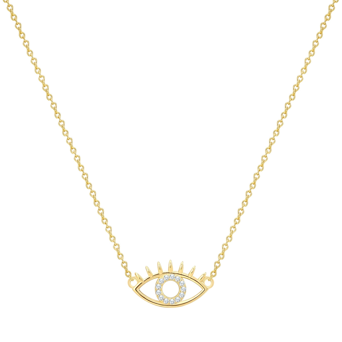 Kette mit Anhänger Sterling Silber gelbgold Zirkonia weiß