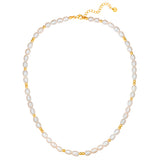 Kette Sterling Silber gelbgold Süßwasser-Zuchtperle weiß