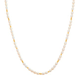 Kette Sterling Silber gelbgold Süßwasser-Zuchtperle weiß
