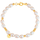 Armband Sterling Silber gelbgold Süßwasser-Zuchtperle weiß