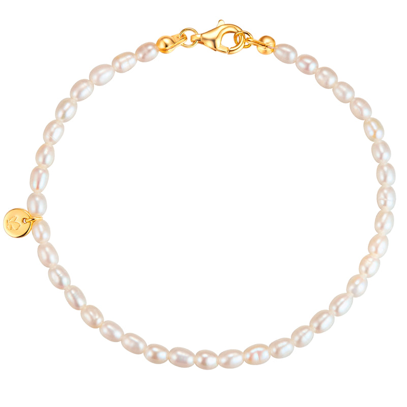 Armband Sterling Silber gelbgold Süßwasser-Zuchtperle weiß