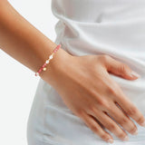 Armband Sterling Silber gelbgold Süßwasser-Zuchtperle weiß Turmalin rot