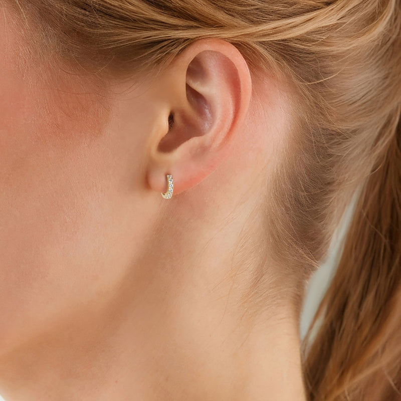 Creolen Sterling Silber gelbgold Zirkonia weiß