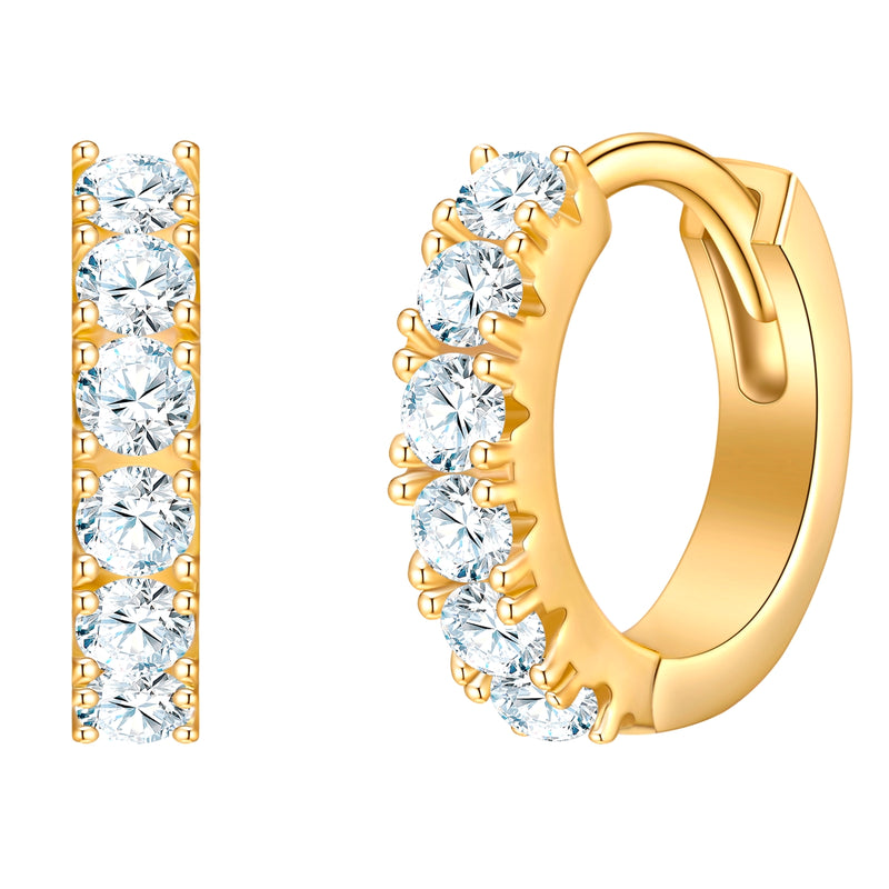 Creolen Sterling Silber gelbgold Zirkonia weiß