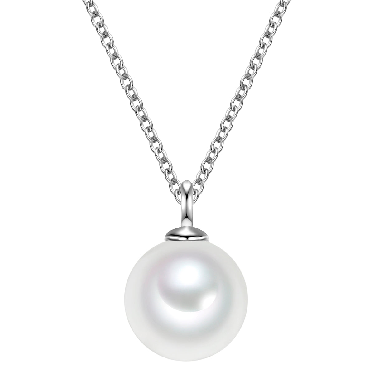 Kette mit Anhänger Sterling Silber Muschelkernperle weiß