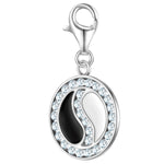 Charm Sterling Silber Zirkonia weiß Emaille weiß schwarz