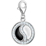 Charm Sterling Silber Zirkonia weiß Emaille weiß schwarz