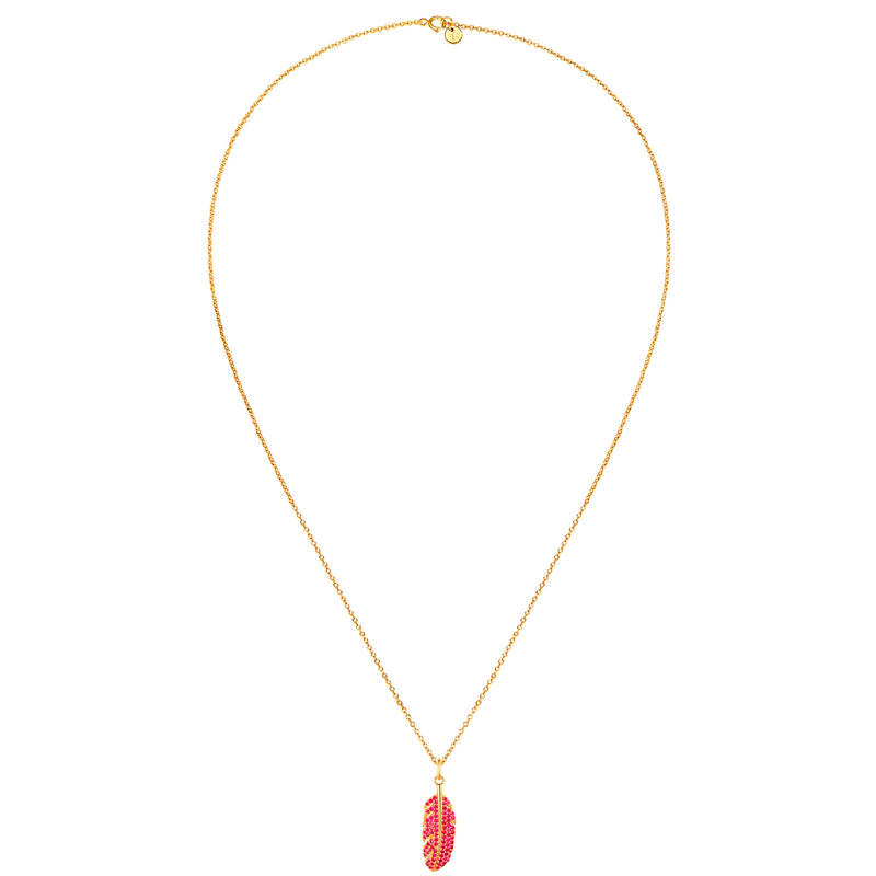 Kette mit Anhänger Sterling Silber gelbgold Korund(synth.) rot
