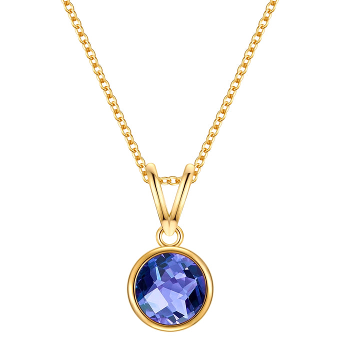 Kette mit Anhänger Sterling Silber gelbgold Zirkonia blau