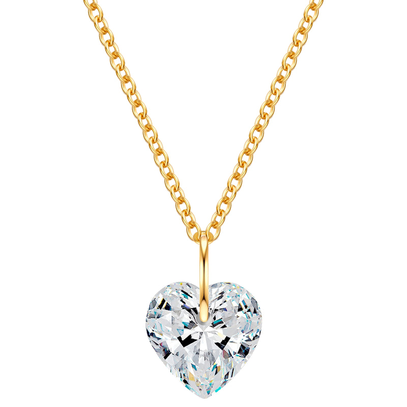 Kette mit Anhänger Sterling Silber gelbgold Zirkonia weiß