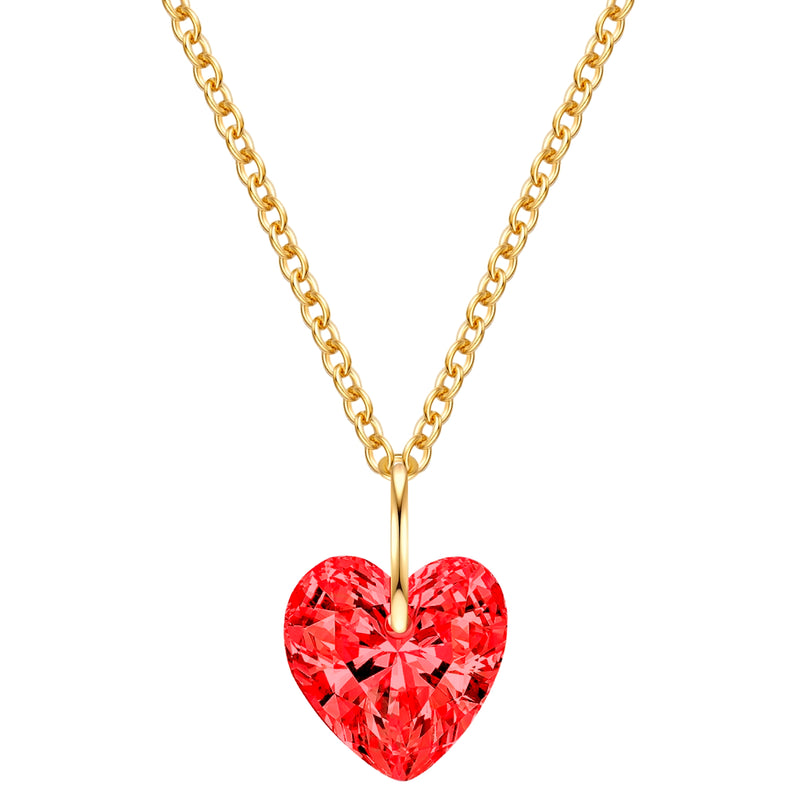 Kette mit Anhänger Sterling Silber gebgold Zirkonia rot