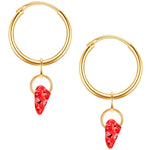 Creolen Sterling Silber gelbgold Zirkonia rot