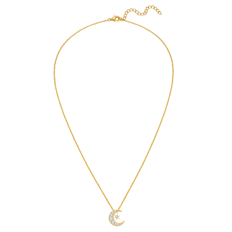 Kette mit Anhänger Sterling Silber gelbgold Zirkonia weiß