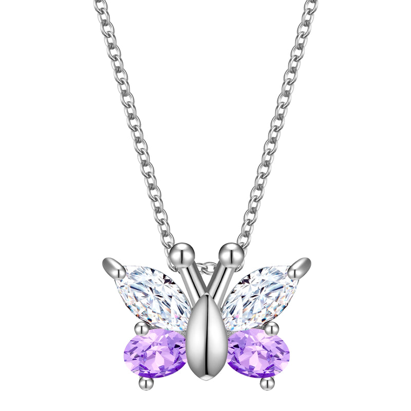 Kette mit Anhänger Sterling Silber Zirkonia weiß violett