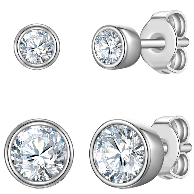 2er Set Ohrstecker Sterling Silber Zirkonia weiß