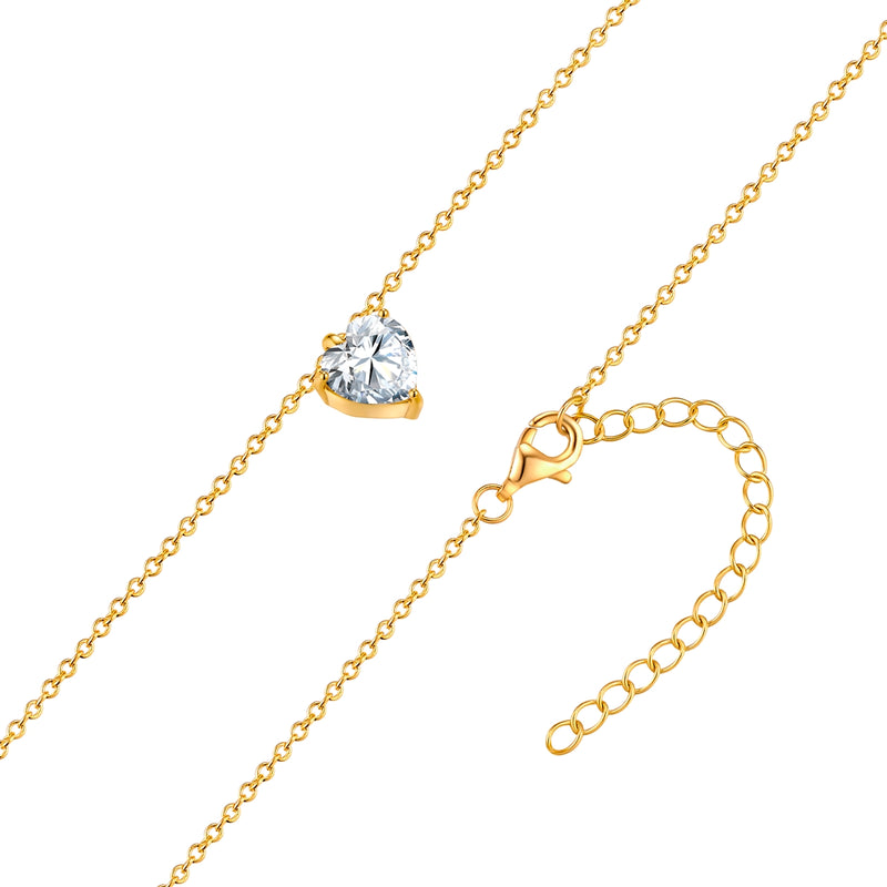 Kette mit Anhänger Sterling Silber gelbgold Zirkonia weiß
