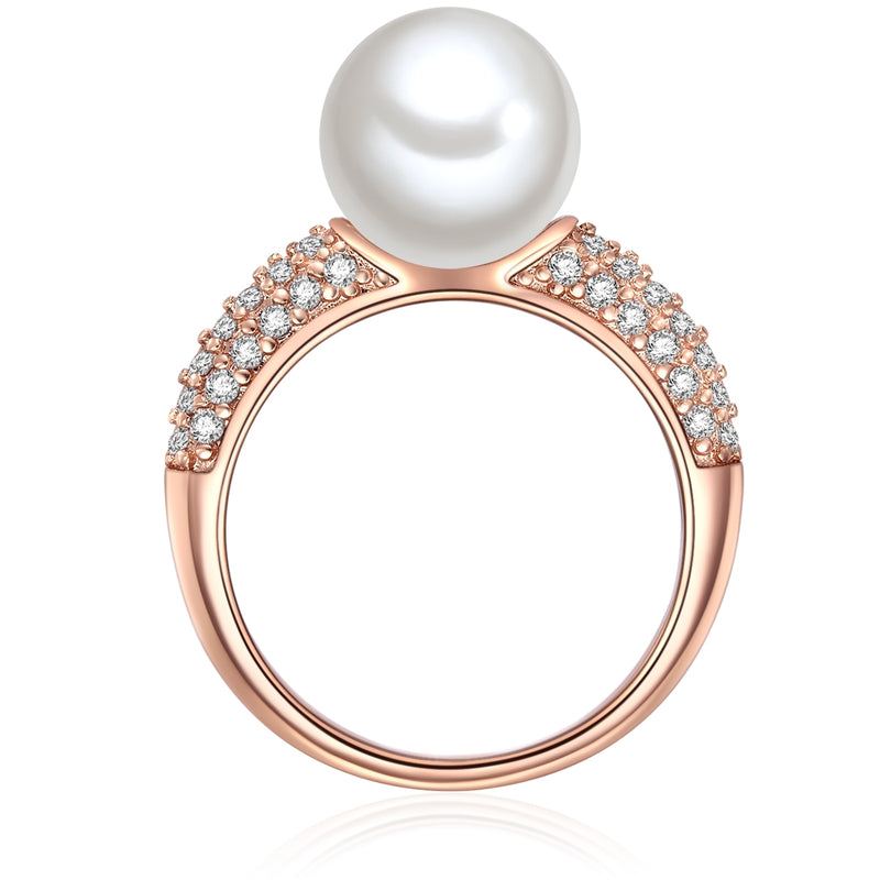 Ring roségold Muschelkernperle weiß Zirkonia weiß