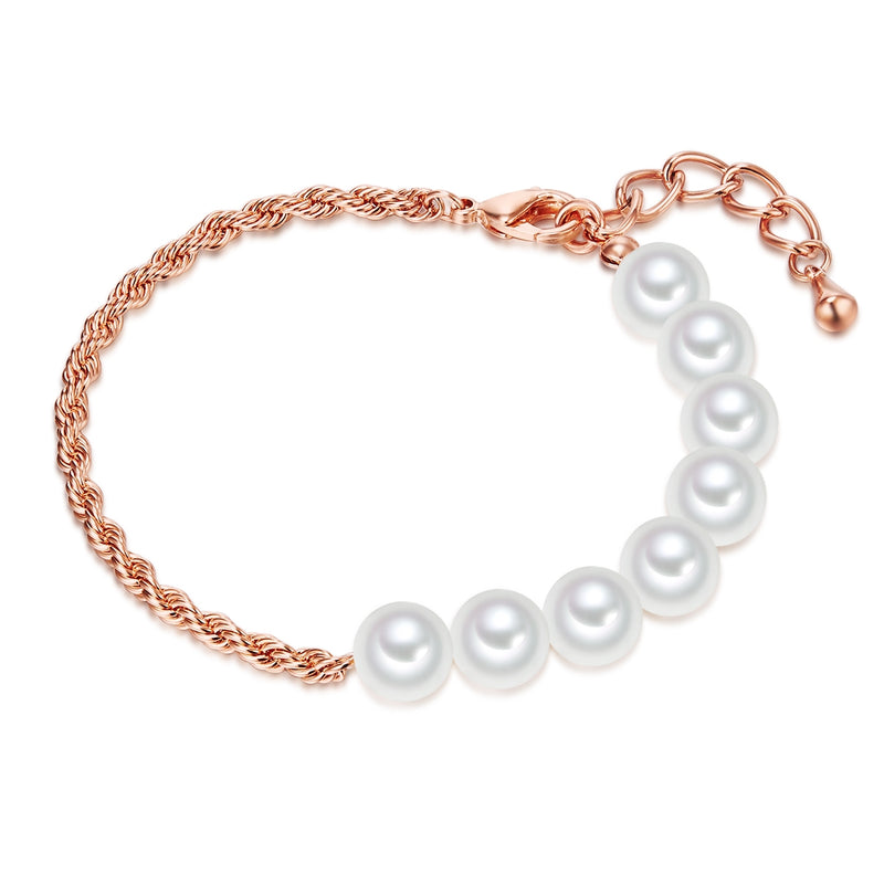 Armband roségold Muschelkernperle weiß