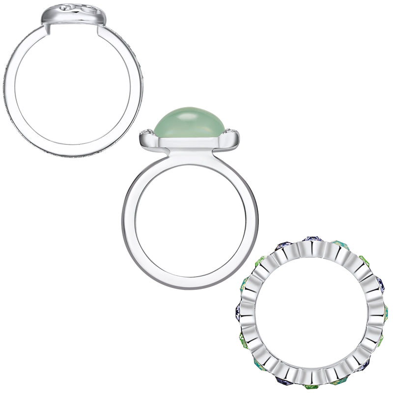 3er Set Ringe verziert mit Kristallen von Swarovski® bunt