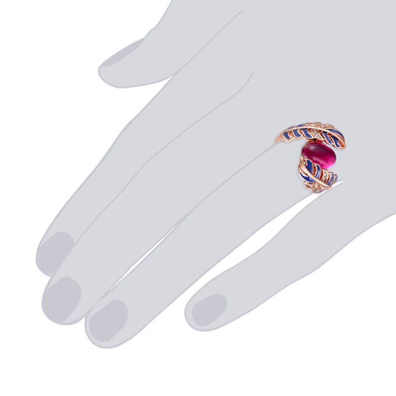 Ring roségold verziert mit Kristallen von Swarovski® weiß Glas pink