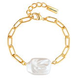 Armband gelbgold Perle (synth.) weiß