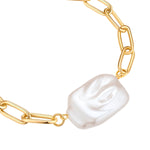 Armband gelbgold Perle (synth.) weiß