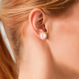 Ohrstecker gelbgold Perle (synth.) weiß