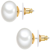Ohrstecker gelbgold Perle (synth.) weiß