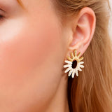 Ohrstecker gelbgold Perle (synth.) weiß