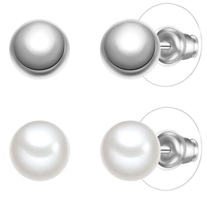 2er Set Ohrstecker Muschelkernperle weiß