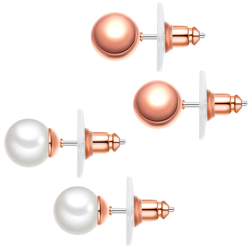 2er Set Ohrstecker roségold Muschelkernperle weiß