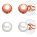 2er Set Ohrstecker roségold Muschelkernperle weiß