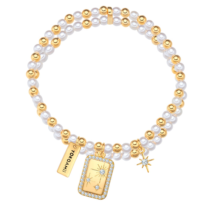 Armband gelbgold Perle (synth.) weiß Zirkonia weiß