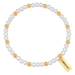 Armband gelbgold Perle (synth.) weiß