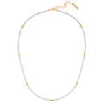 Kette gelbgold Perle (synth.) weiß