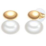 Ohrstecker gelbgold Perle (synth.) weiß