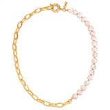 Kette gelbgold Süßwasser-Zuchtperle weiß