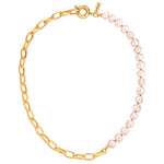 Kette gelbgold Süßwasser-Zuchtperle weiß